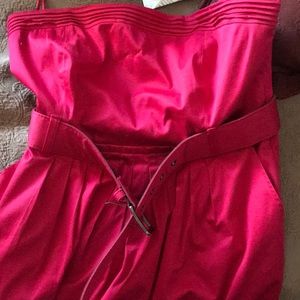 Pink cocktail dress with belt